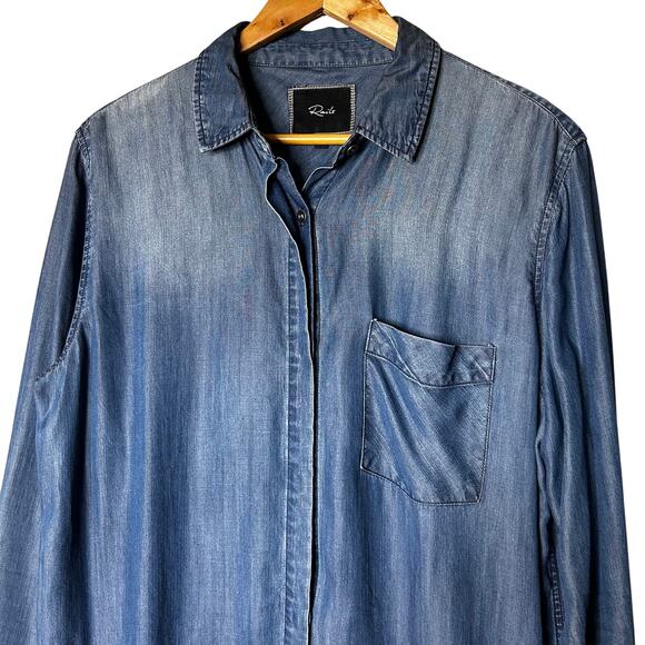 Rails Dress Sz M Denim Chambray Sawyer Shirt Dress Light Wash 100% Lyocell - Picture 2 of 9